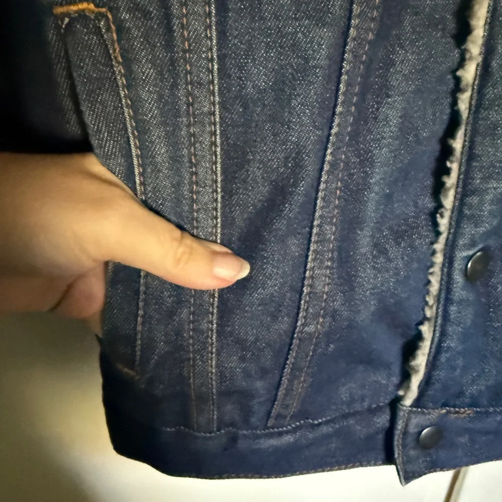 Vintage VanCort Sherpa‎ Lined Trucker Denim Jean Jacket Kids Size 18 XL